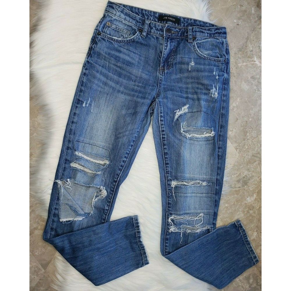JOE FRESH Boyfriend Distressed Ripped Jeans Sz 25 - Picture 1 of 10